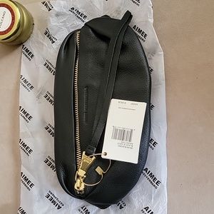 NWT Aimee Kastenberg Milan Bum Bag - Black Leather w/ Gold Hardware